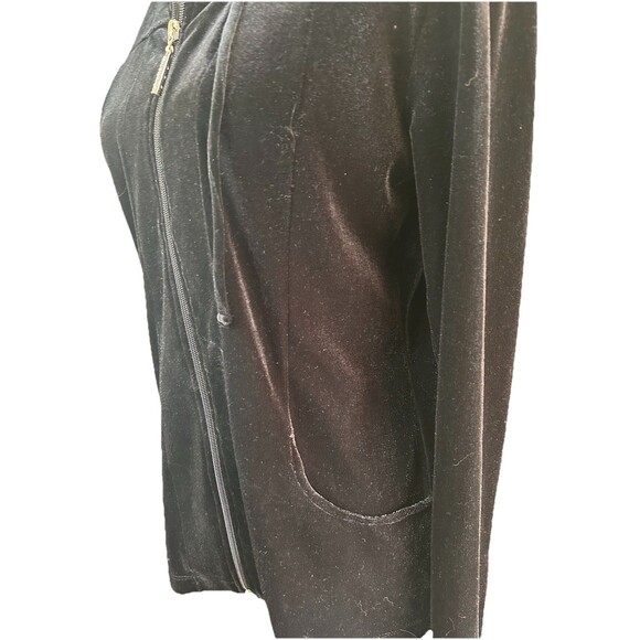 Petite Sophisticate Women's Size P Black Zip Velour Hoodie Jacket - Picture 4 of 8